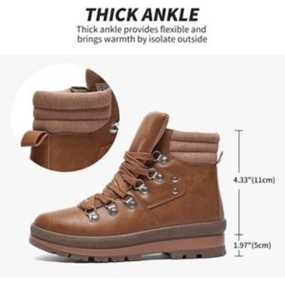 🥳Host Pick 🥳 Light Brown Combat Boots Lace Up Ankle Boots Winter Snow Boots - Picture 5 of 9